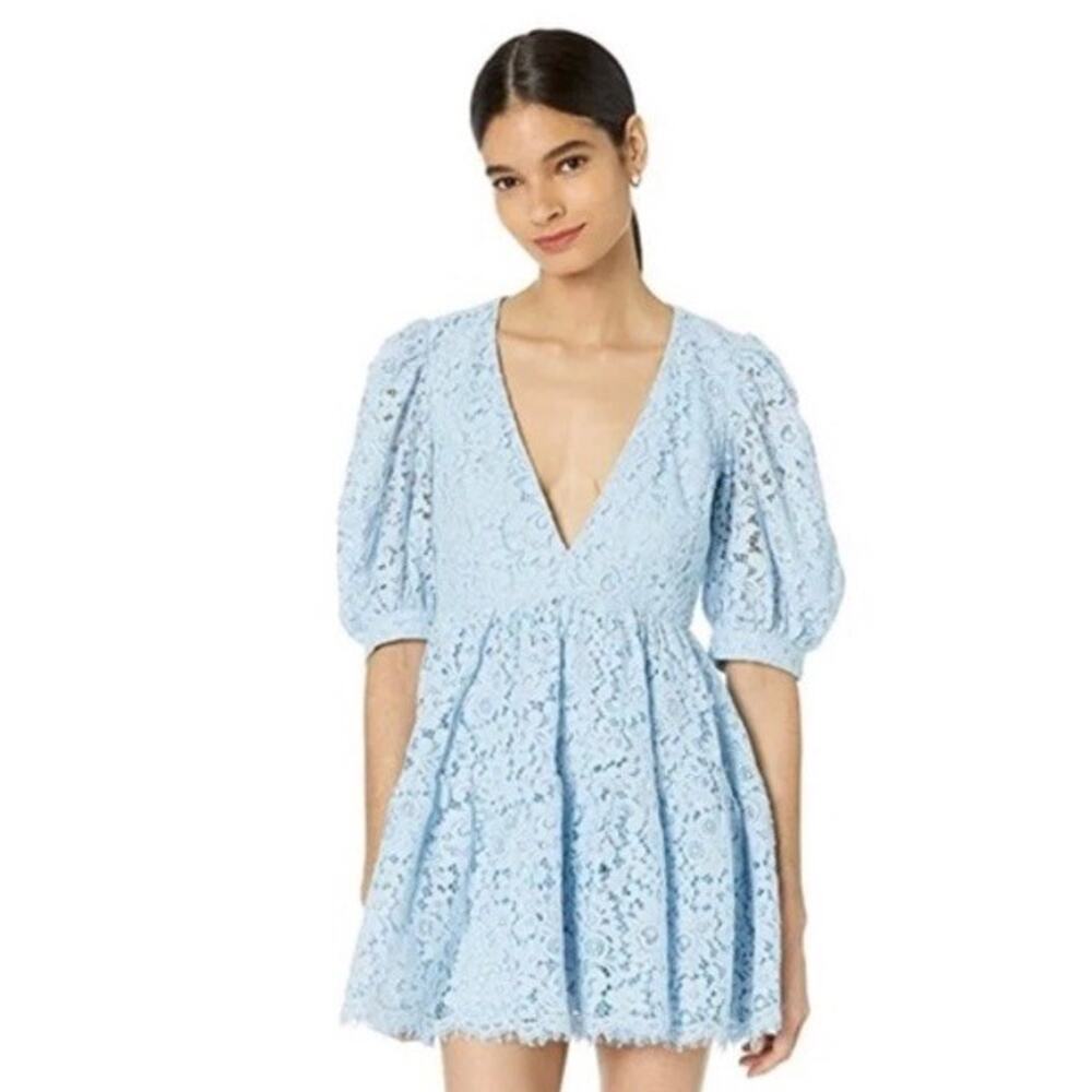 Bardot NWT Women’s Gigi Lace Mini Dress Size 4 Blue Ba